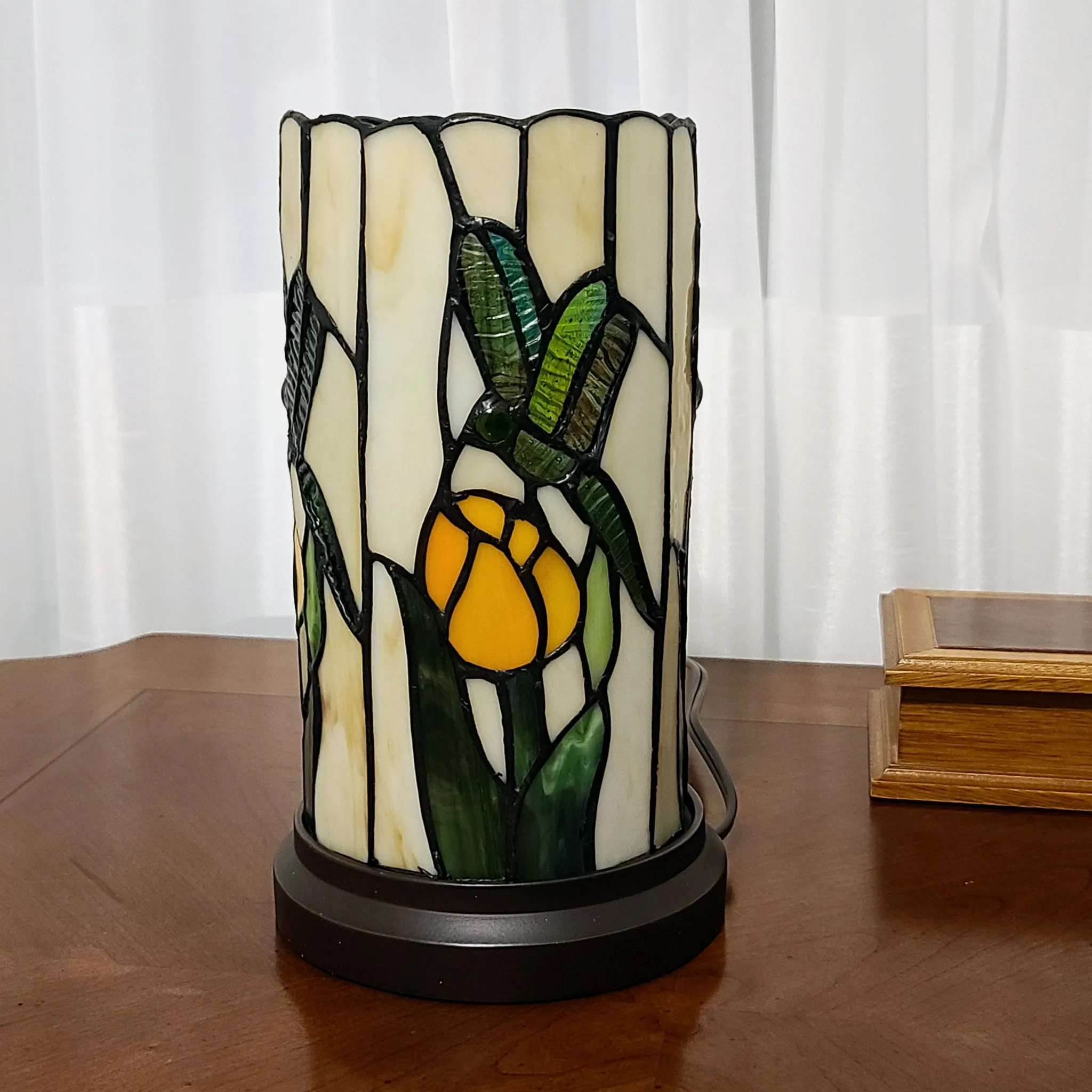 11" Tiffany Style Dragonfly Floral Accent Table Lamp By Homeroots