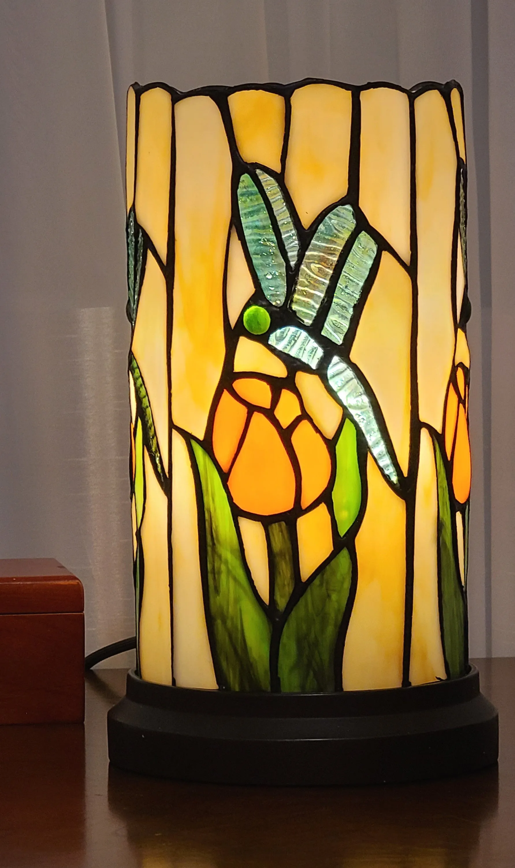 11" Tiffany Style Dragonfly Floral Accent Table Lamp By Homeroots