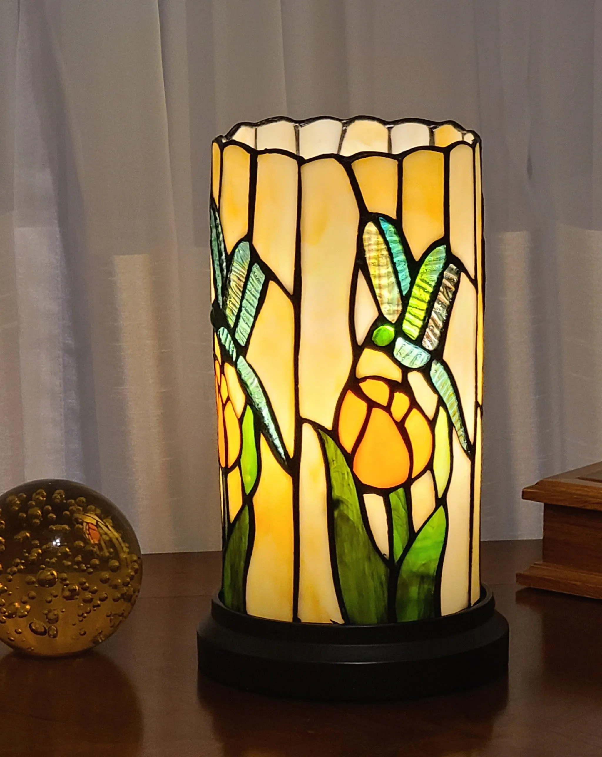 11" Tiffany Style Dragonfly Floral Accent Table Lamp By Homeroots