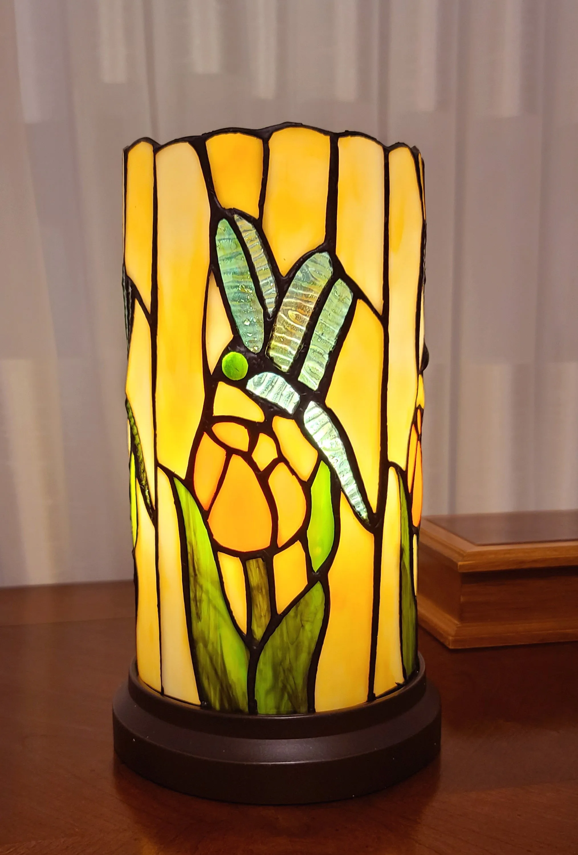 11" Tiffany Style Dragonfly Floral Accent Table Lamp By Homeroots