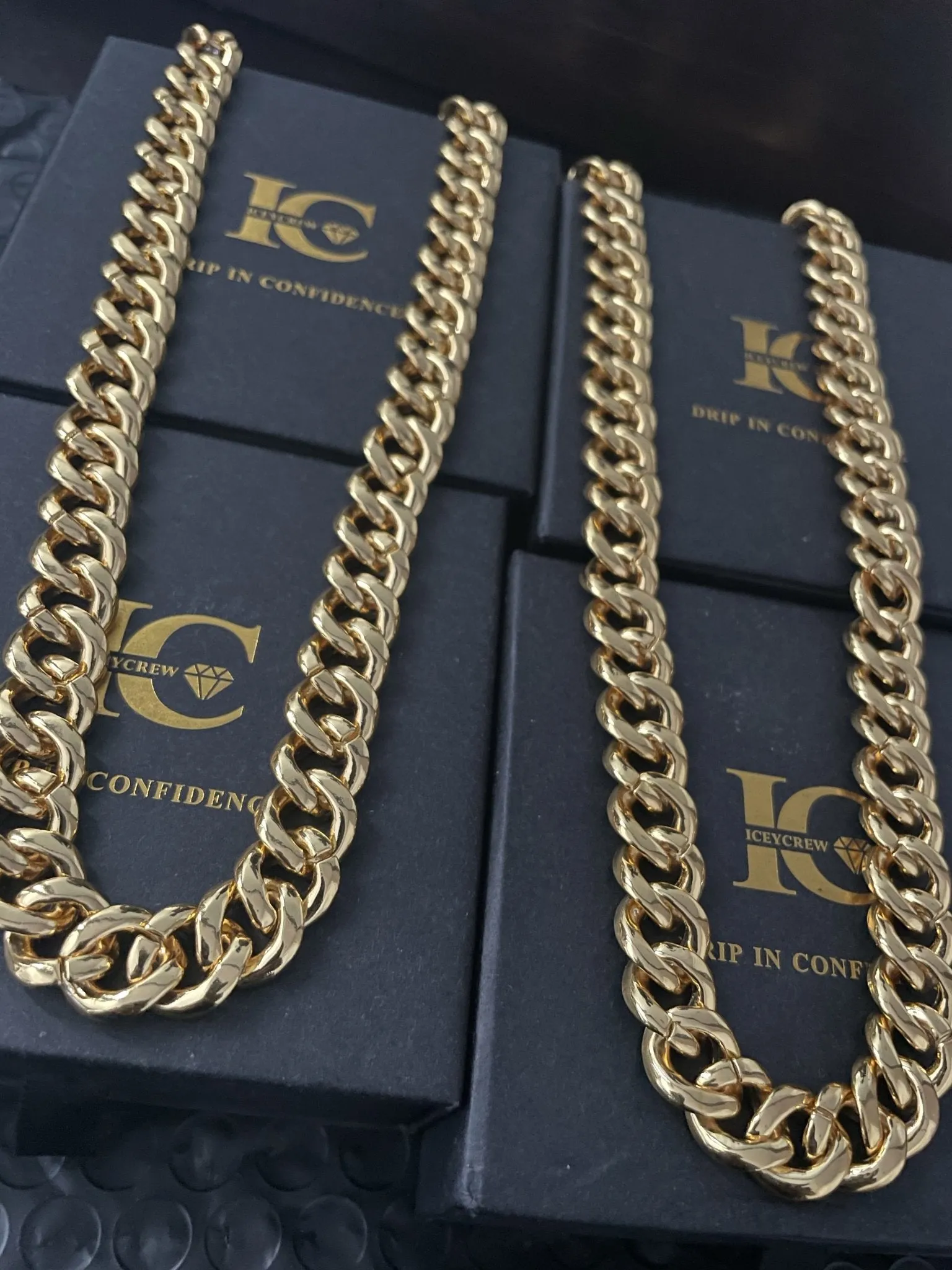 12mm Stainless Steel Gold Miami Cuban Curb Chain