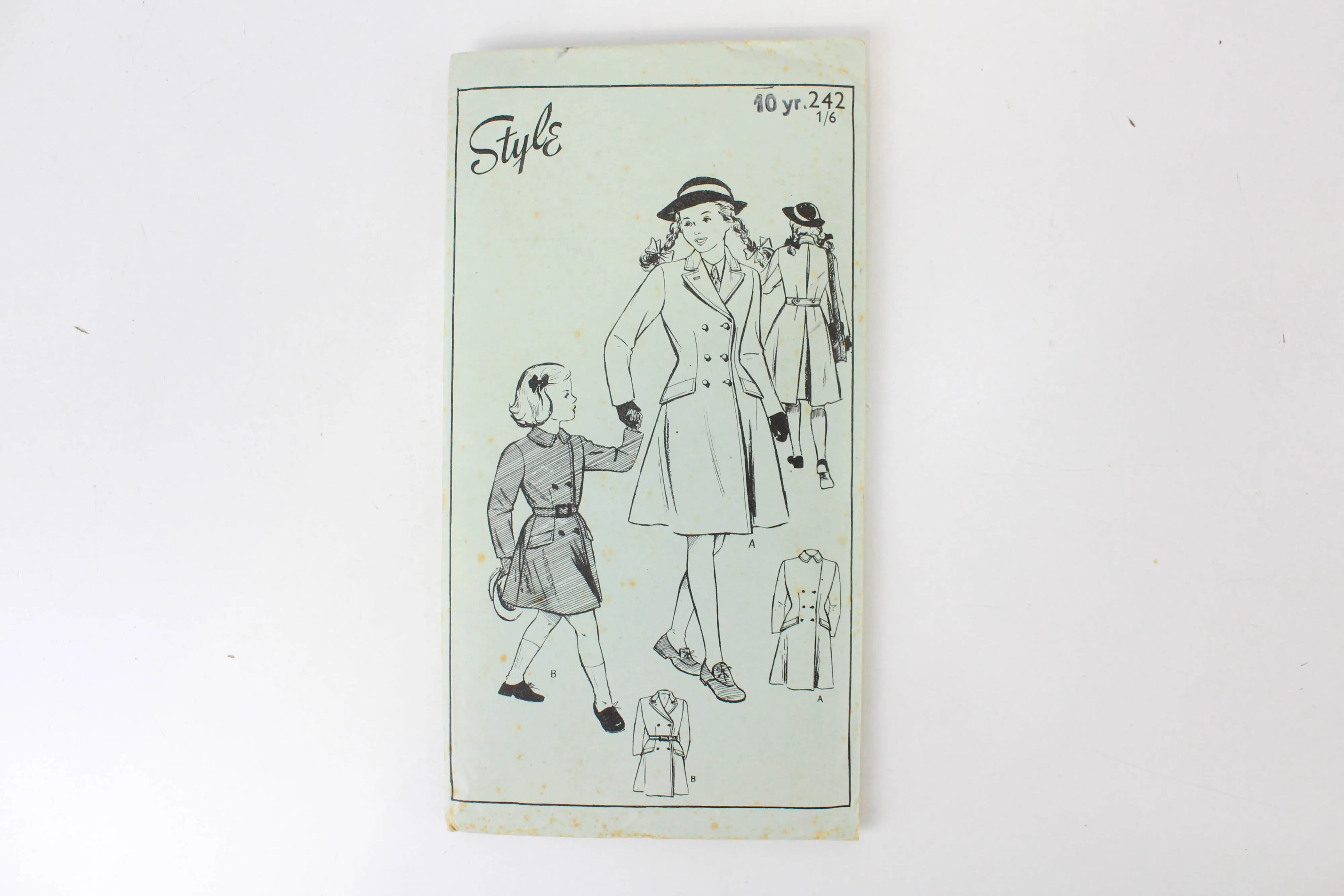 1940s Girls Coat Sewing Pattern Style 242, 10 Years, Complete Unused