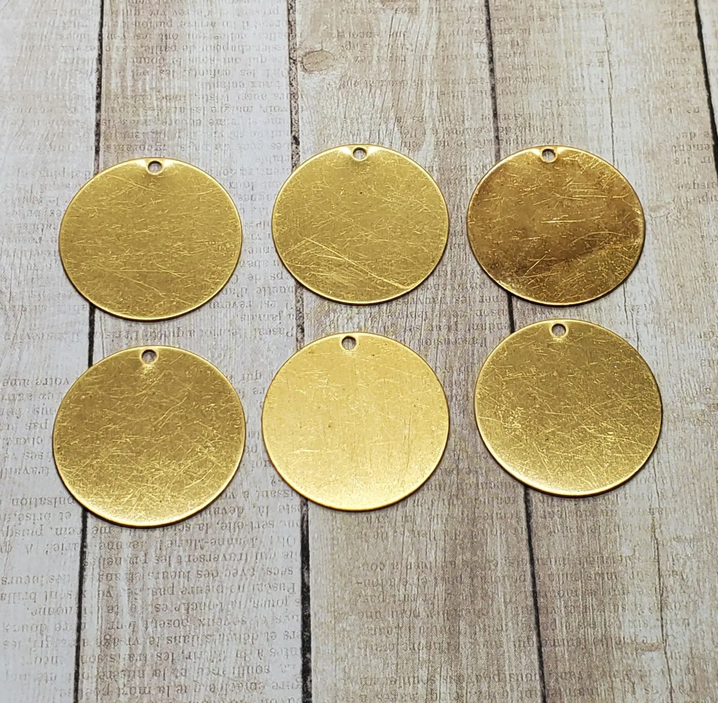 25mm Raw Brass Round Circle Shape Charms (6) - TC242