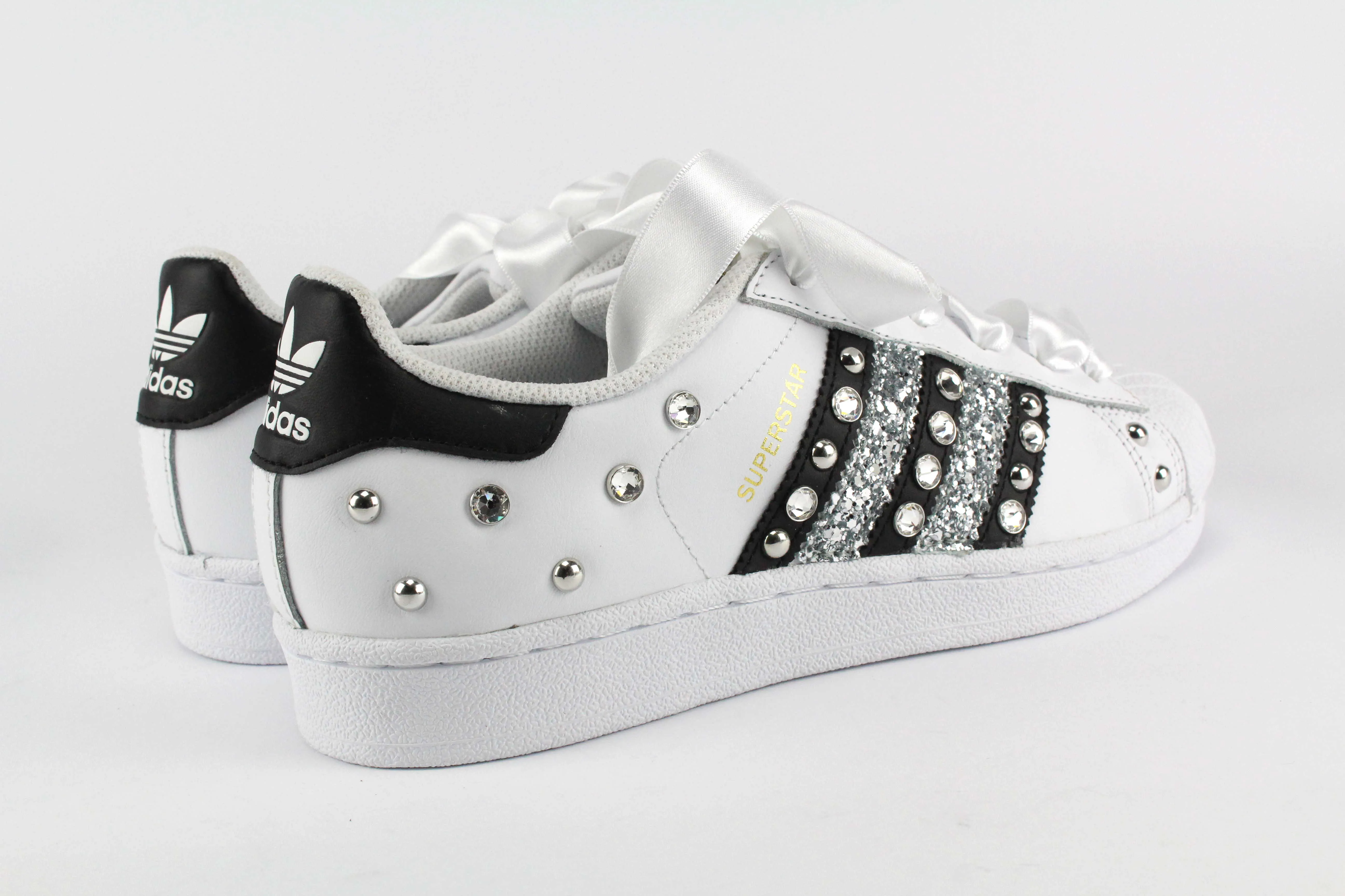 Adidas Superstar J Strass Glitter & Lacci Raso