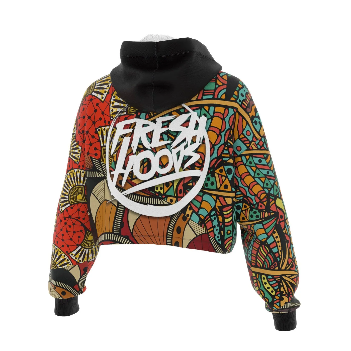 African Pattern Cropped Hoodie