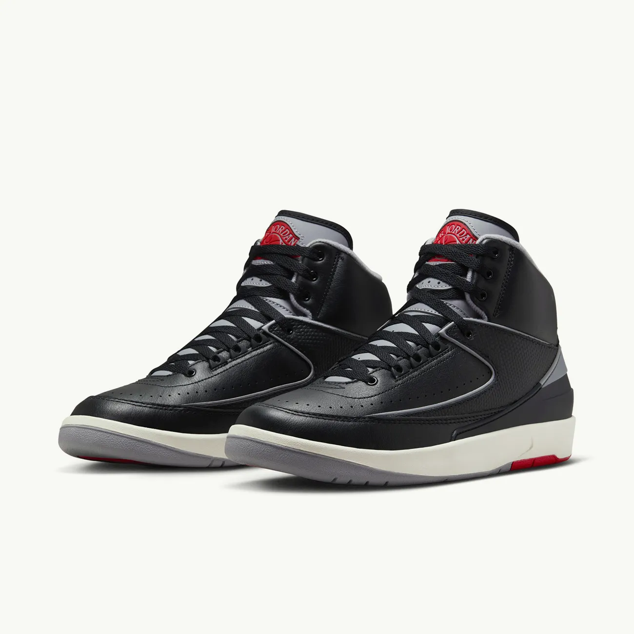 AIR JORDAN 2 RETRO BLACK CEMENT GREY FIRE RED SAIL