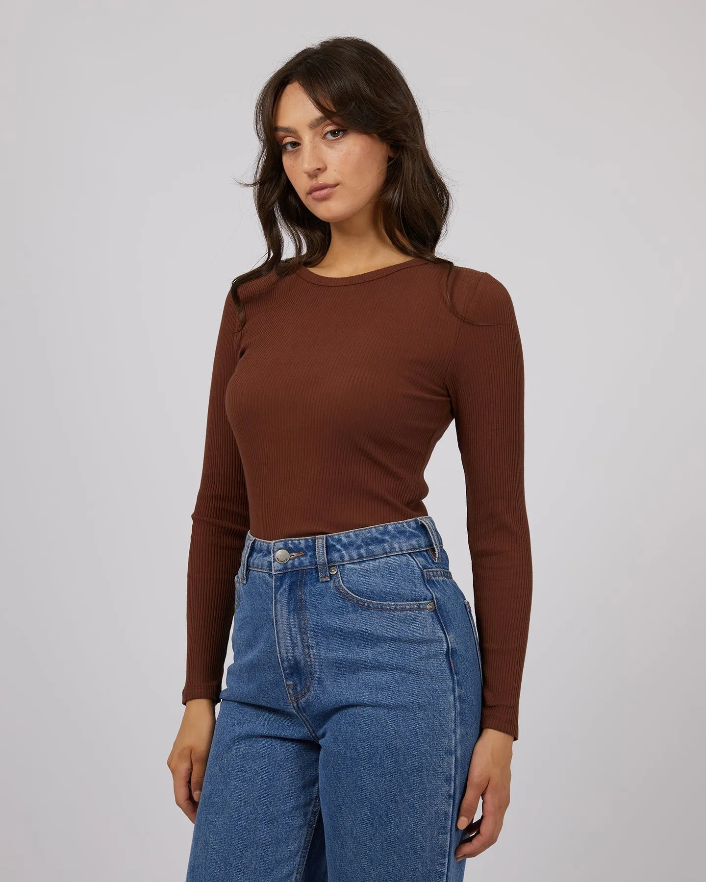 All About Eve Rib Baby Long Sleeve Tee Brown