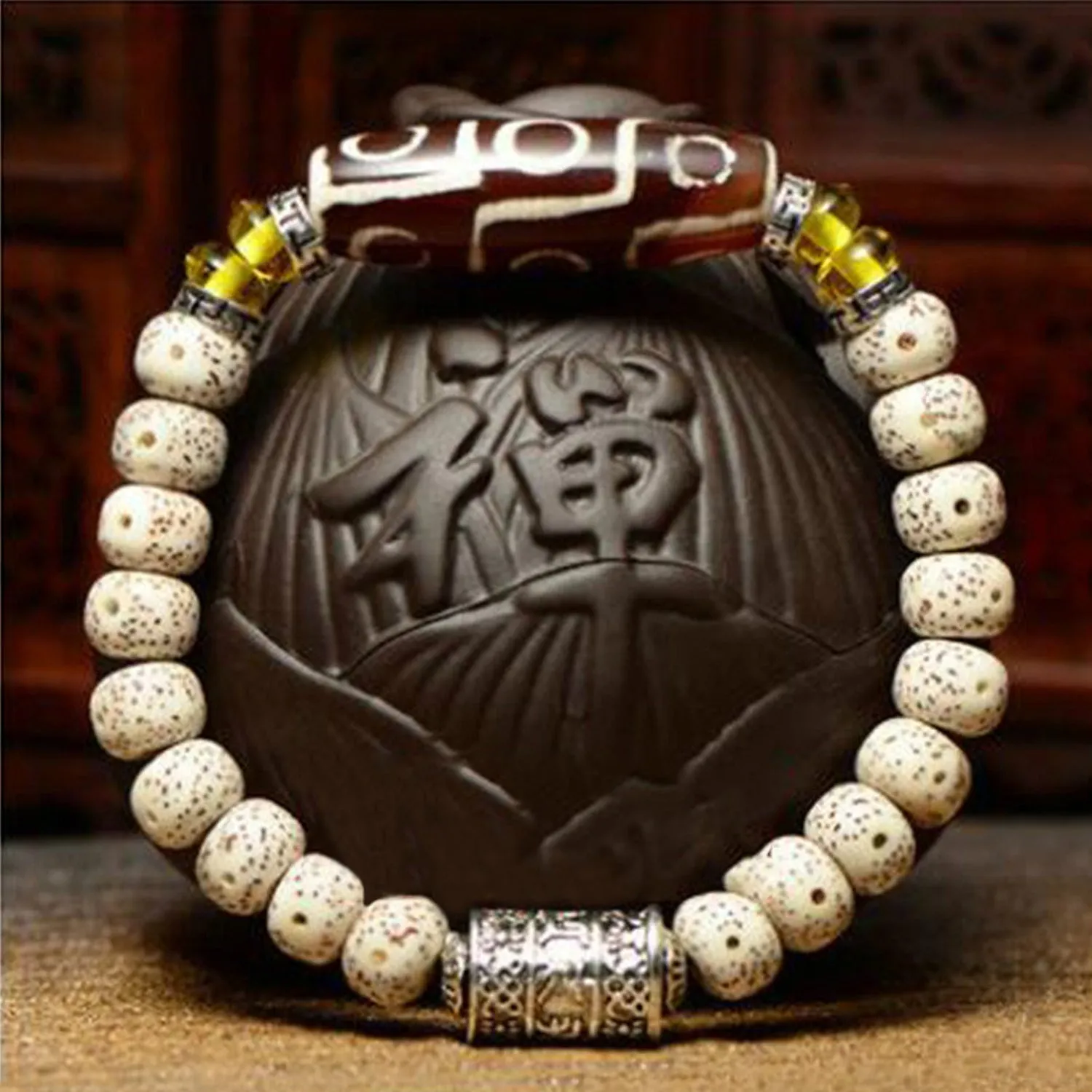 All Natural Tibetan Mala Bead-Style Bracelet Fashion & Meditation Accessory