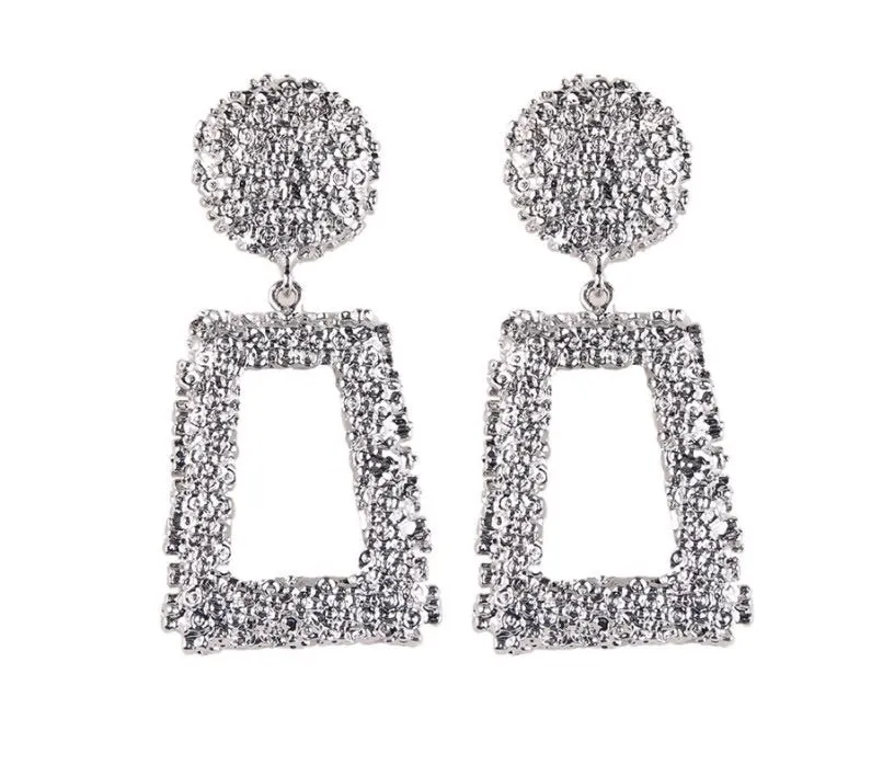 ANTALYA SILVER RECTANGULAR DROP EARRINGS