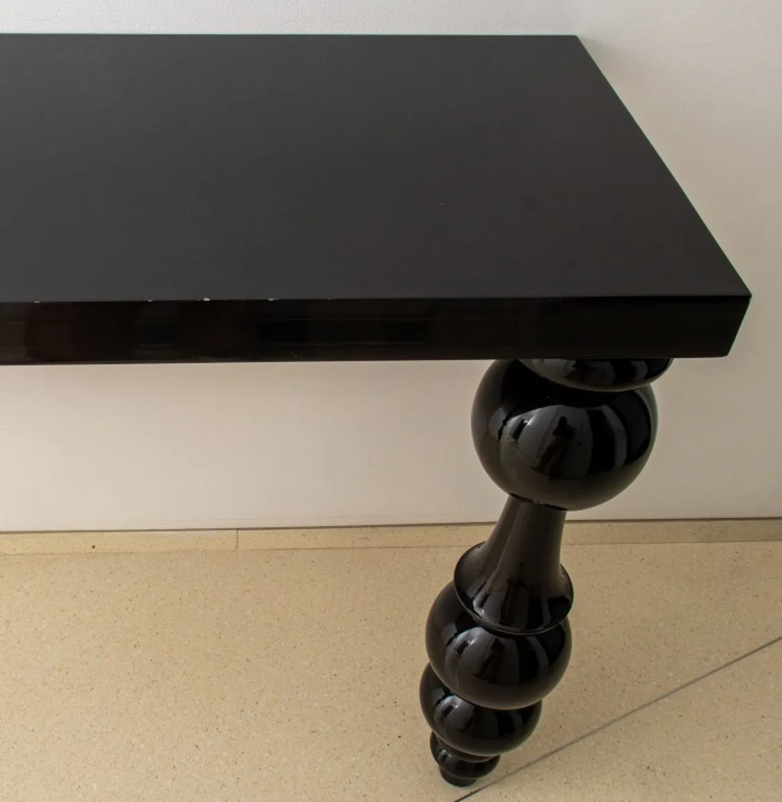 Baroque Revival Retro Black Lacquer Console Table