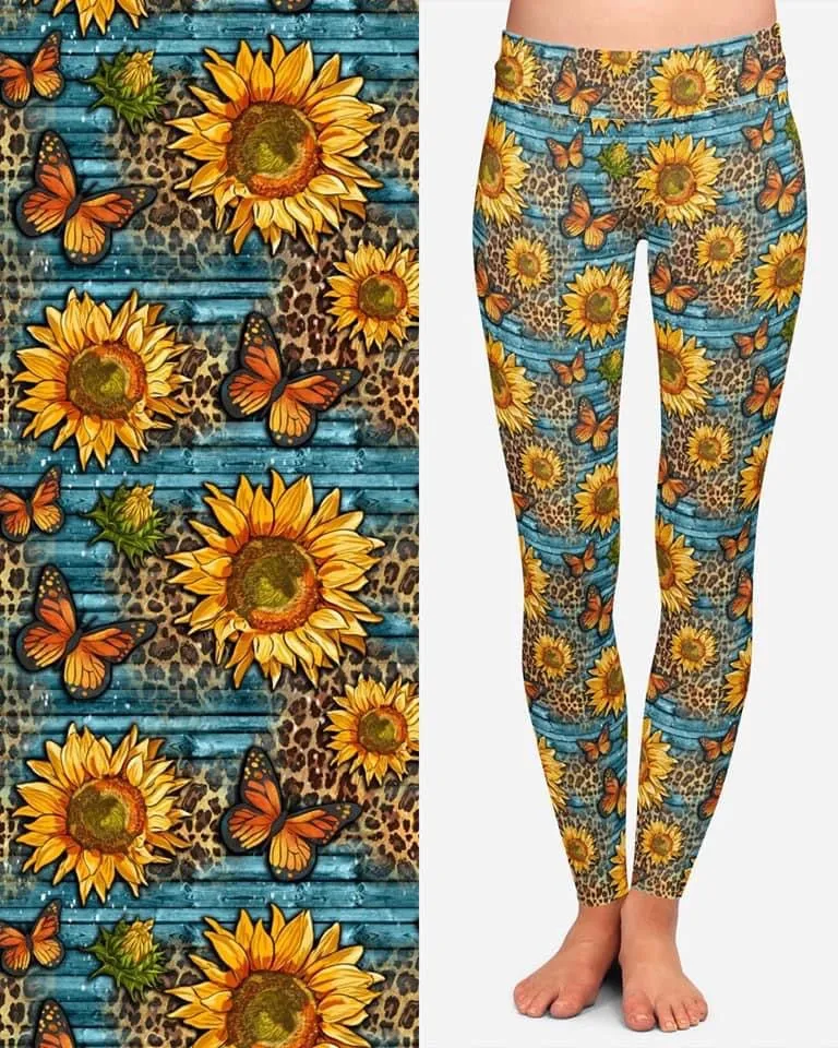 Beautiful Butterfies & Sunflowers Leggings &     Bike  Gym shorts  CRN-03