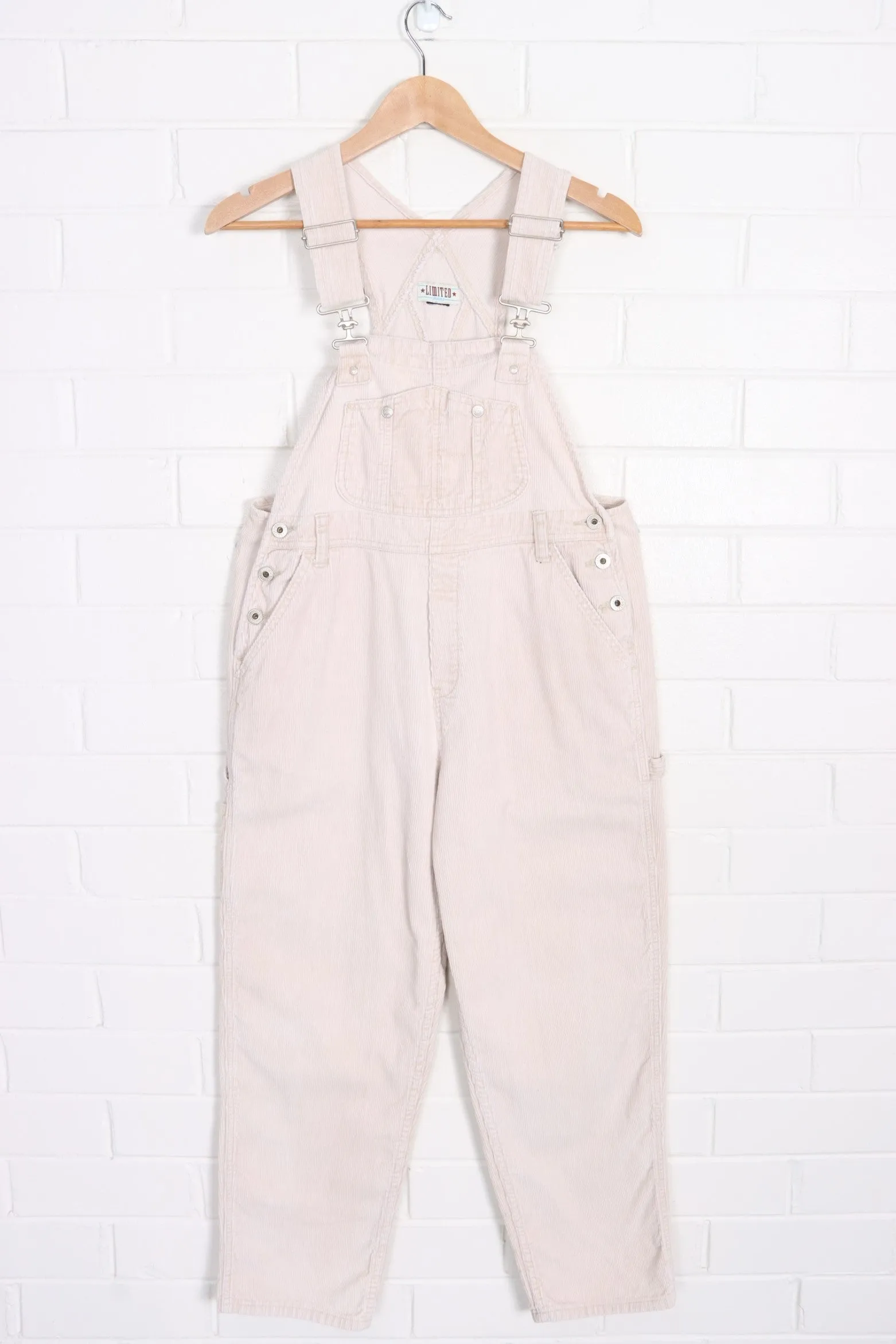 Beige Corduroy Long Carpenter Overalls (S)