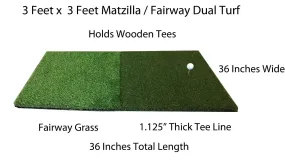 Best Golf Hitting Mat (3x3 Foot) Dual Turf Golf Practice Mat - Holds Real Tee