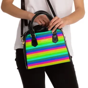 Best Rainbow Small Handbag, Colorful Best Designer Ladies' 9.45" x 8.27" Shoulder Handbag