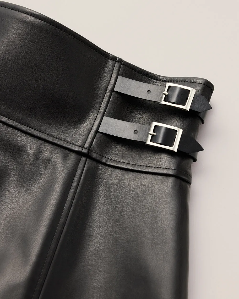 Black Faux Leather Harness Skirt