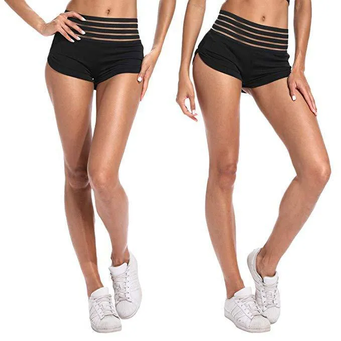 Black High Waist Ruched Butt Lifting Pocket Shorts