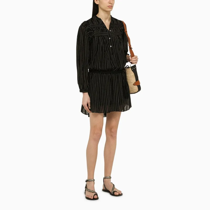 Black Striped Cotton Chemisier Dress