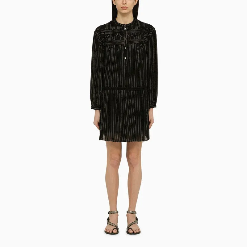 Black Striped Cotton Chemisier Dress