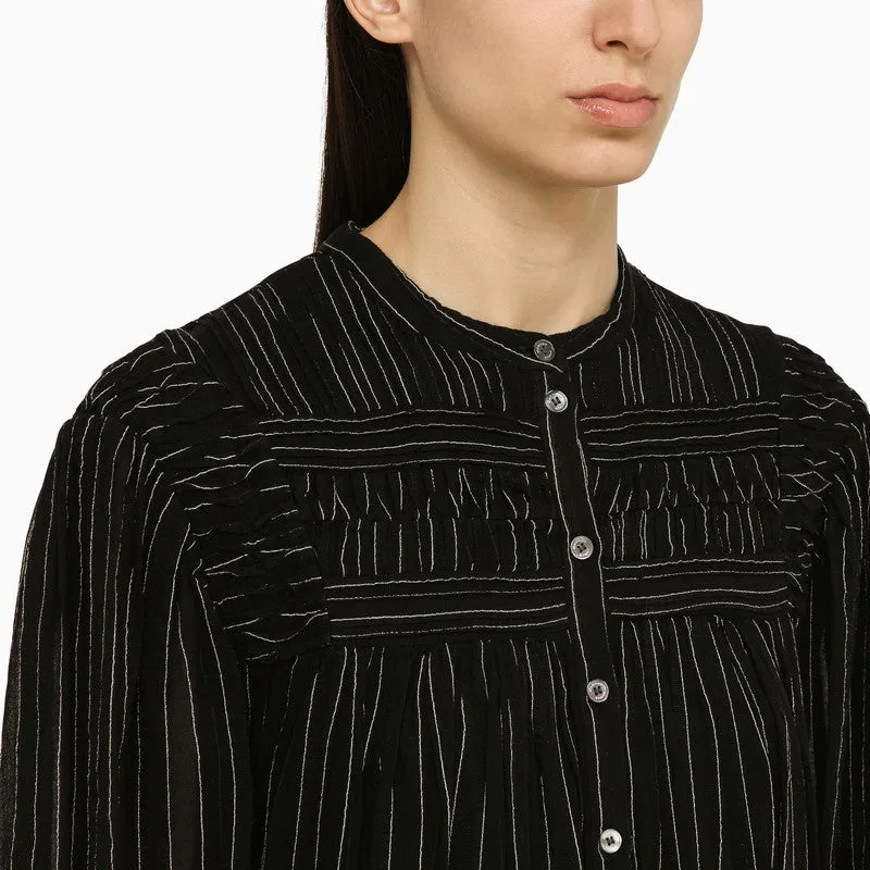 Black Striped Cotton Chemisier Dress