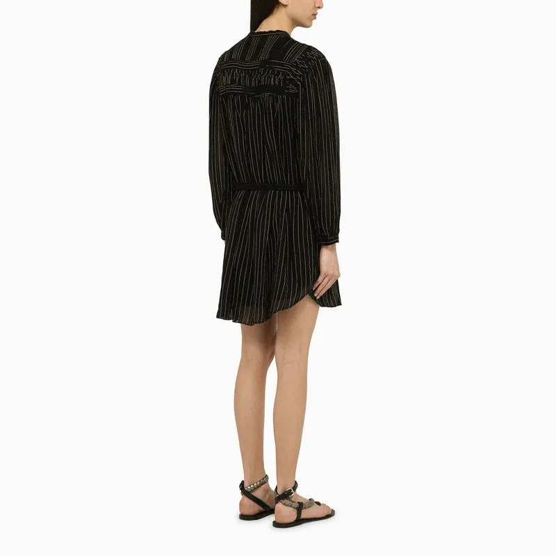 Black Striped Cotton Chemisier Dress