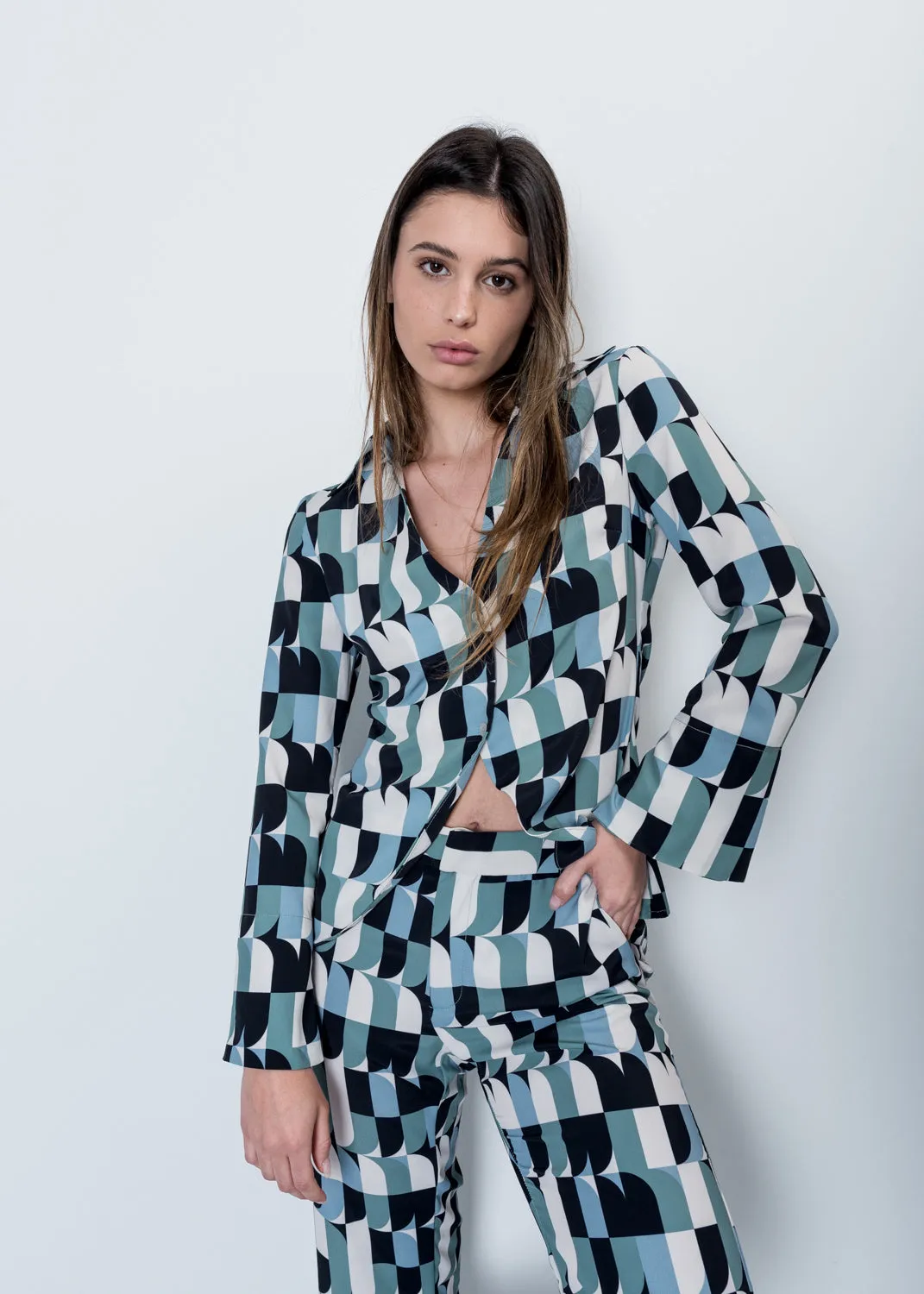 Blusa con stampa geometrica