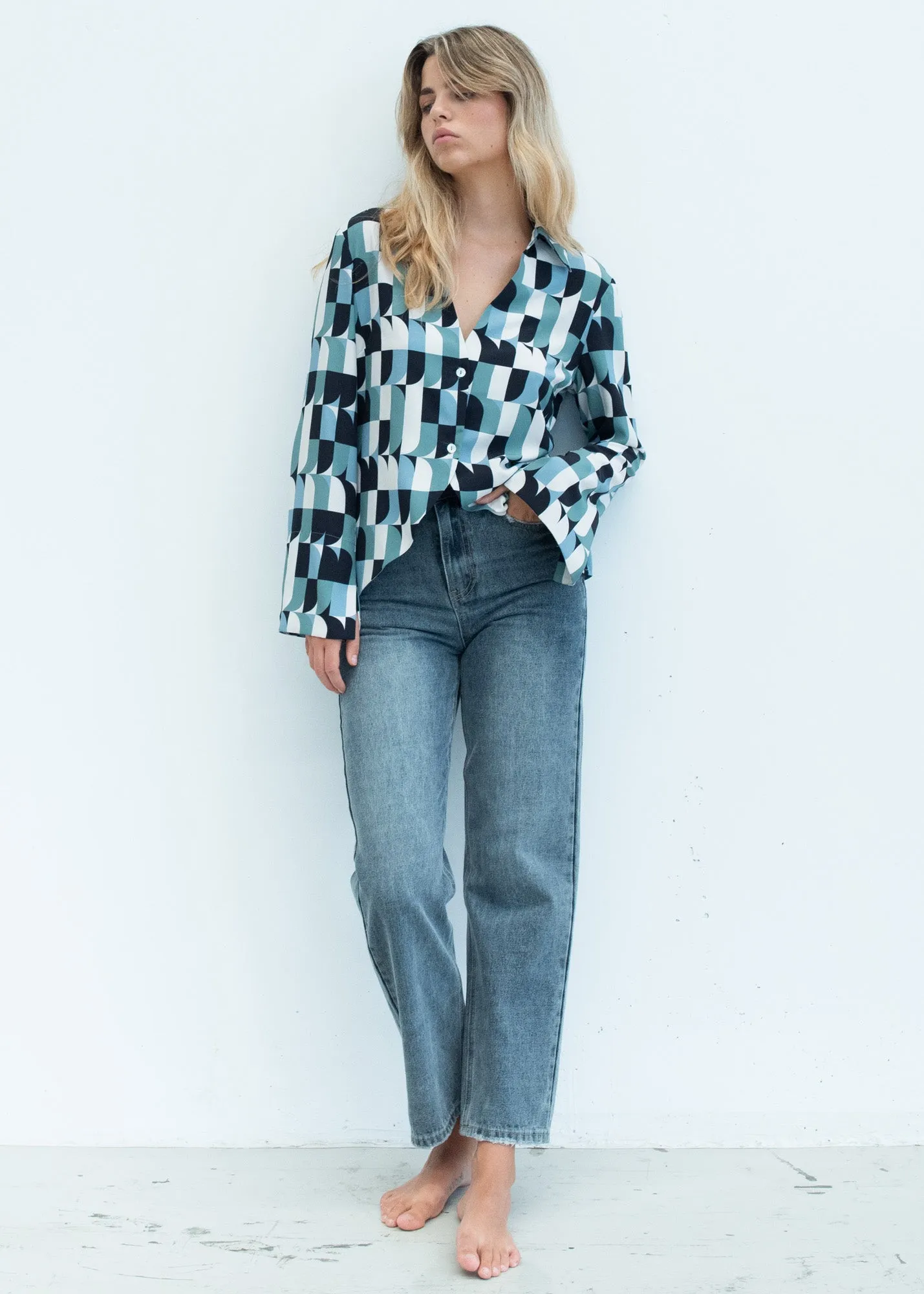 Blusa con stampa geometrica