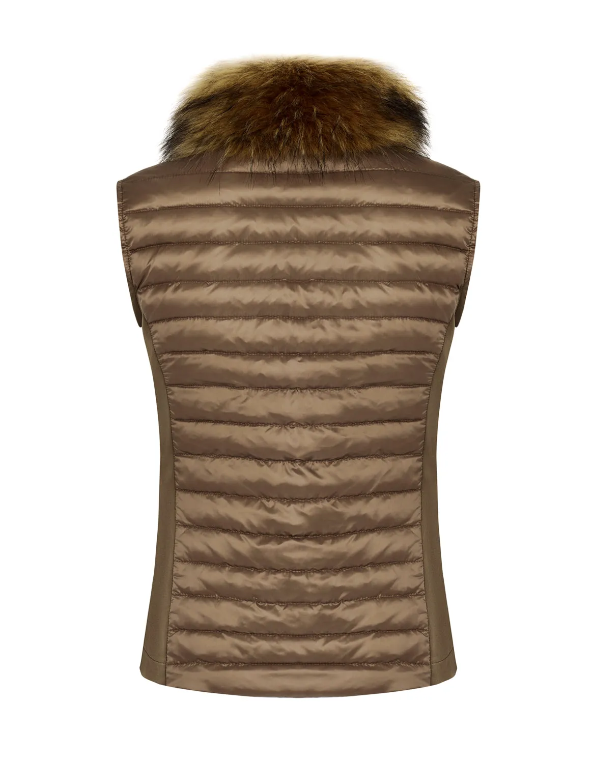 Bronze Puffer Gilet - Luxe Faux Fur Collar - 60% OFF