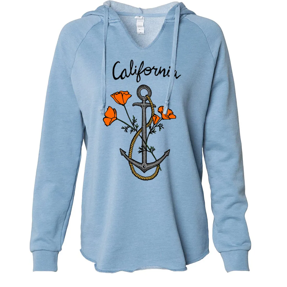 California Anchor Poppies Women's Soft Hooded Pullover