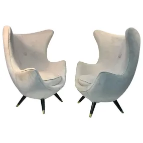 Carlo Mollino Style Italian Modern Sculptural Lounge Chairs