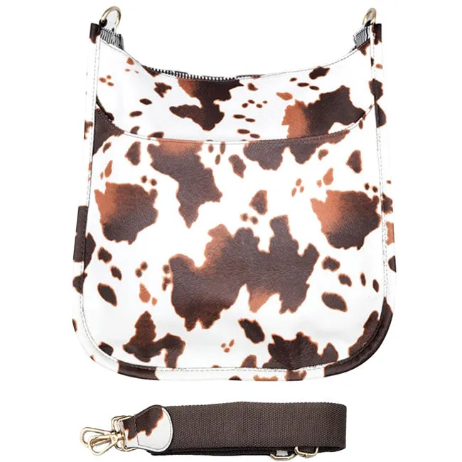 Cattle Patterned Faux Leather Crossbody Bag