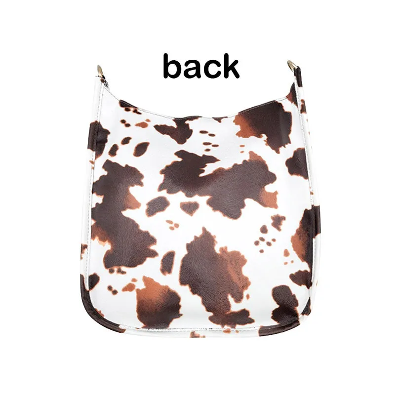 Cattle Patterned Faux Leather Crossbody Bag