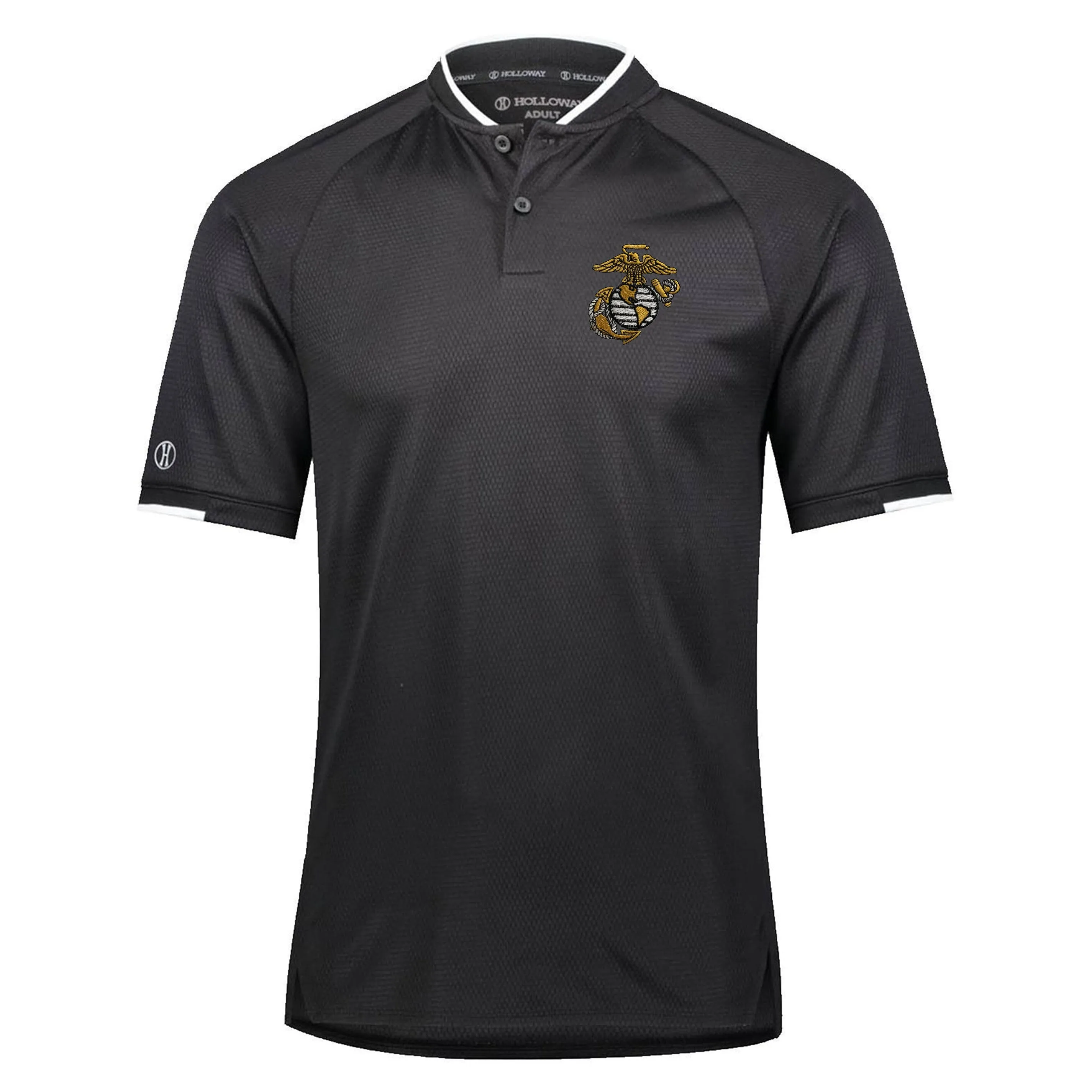 Combat Charged Big EGA Embroidered Mock Collar Performance Polo