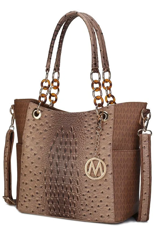 Crocodile Print Faux Leather Tote Bag