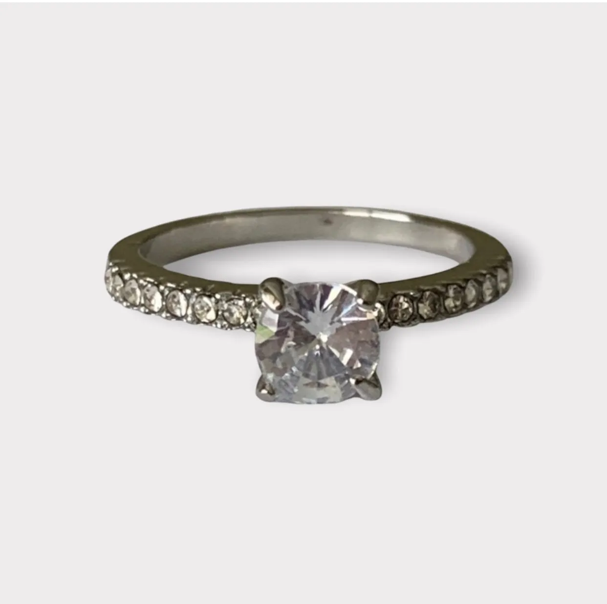 Diamond CZ Engagement Silver Ring Size 5.5