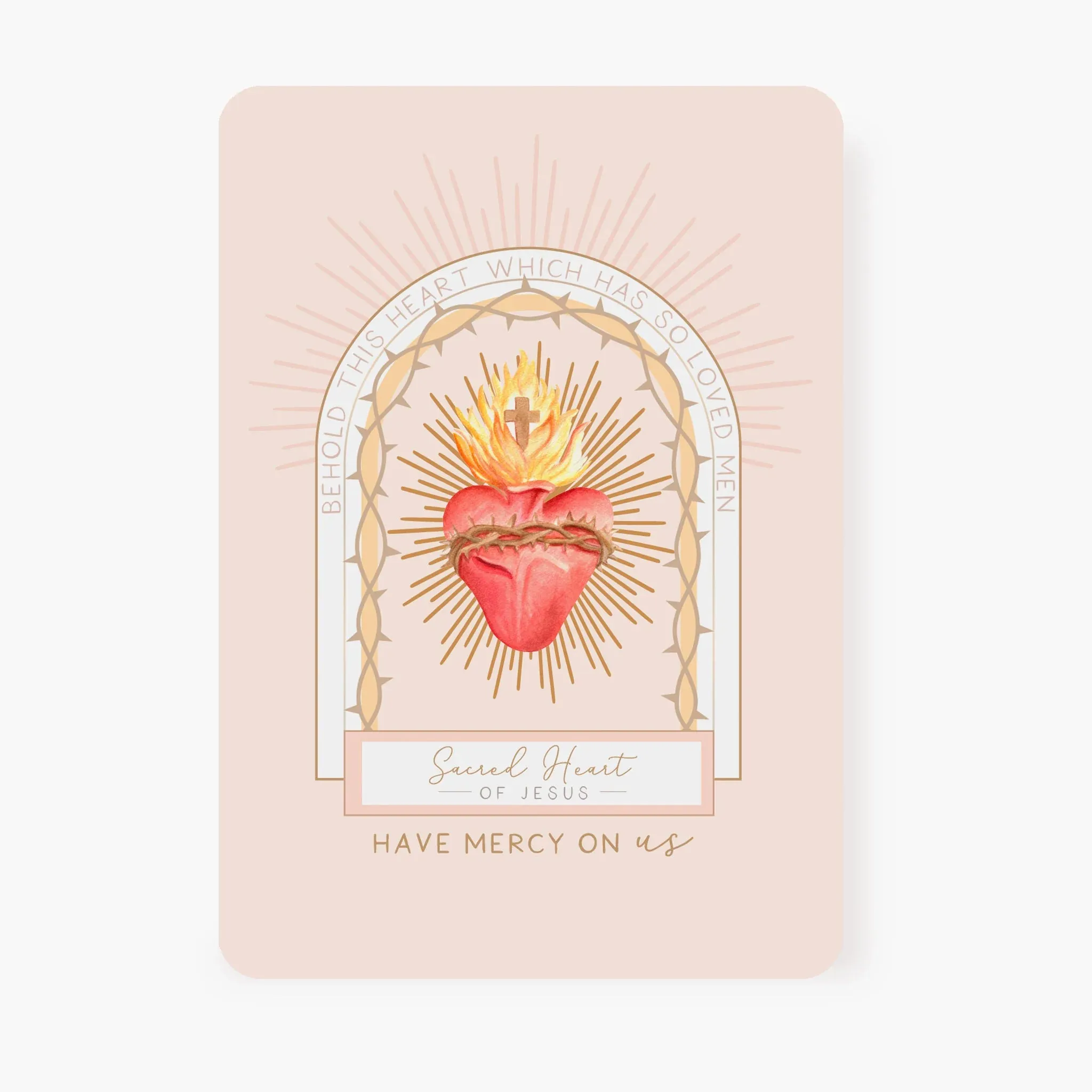 Efficacious Novena to the Sacred Heart Prayer Card | Beige