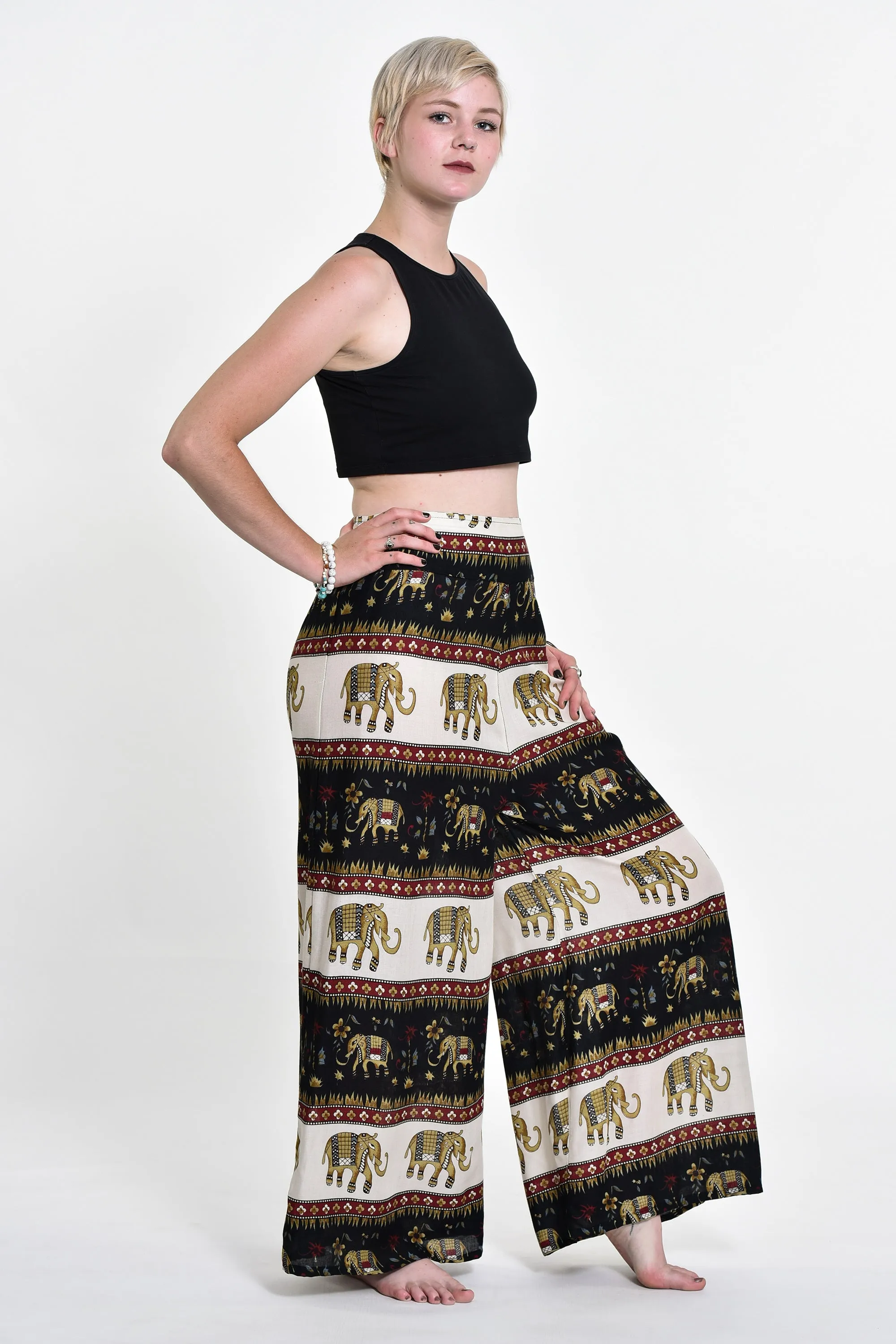 Elephant Bliss Palazzo Style Elephant Pants in Black