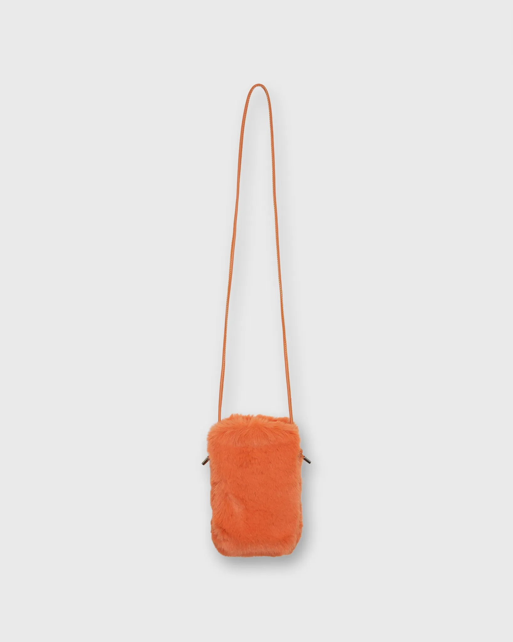 Faux Fur Cell Phone Bag in Orange