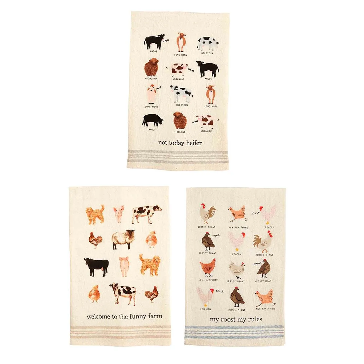 Flour Sack Farm Animal Towels by Mud Pie