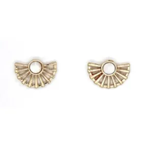 Gold And Mother Of Pearl Fan Shape Earrings