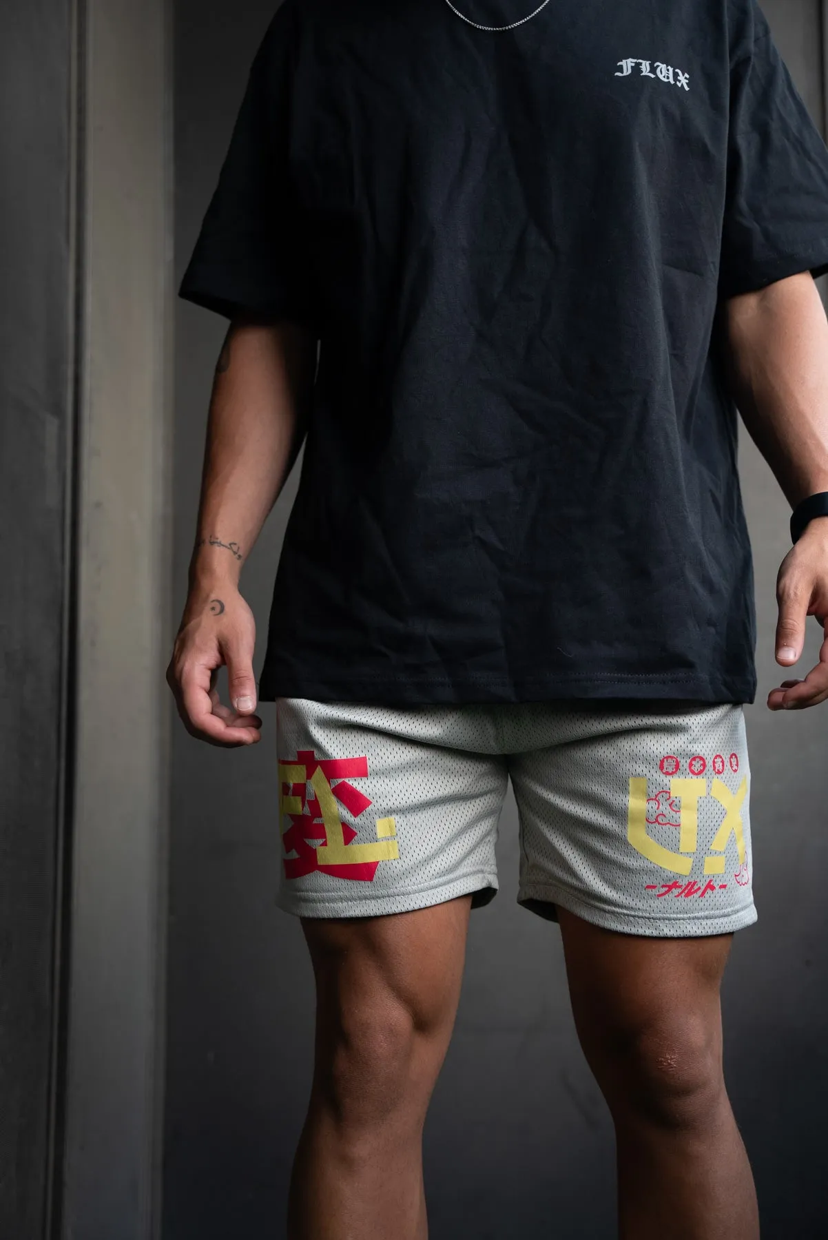 Grey Anime Mesh 5" Shorts Double Layered