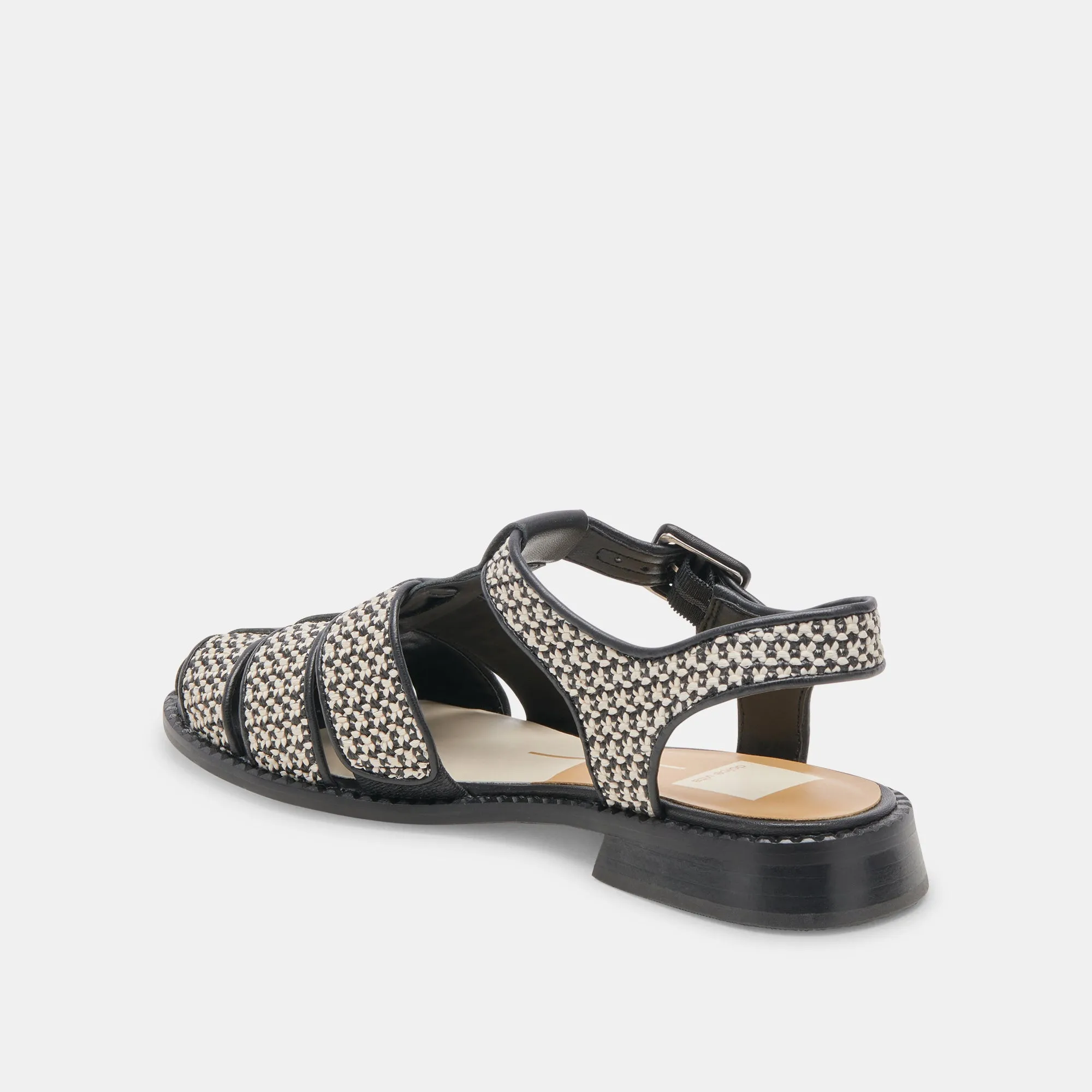 HOLIS SANDALS BLACK MULTI RAFFIA