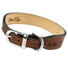 Italian Faux Ostrich Leather Dog Collar & Nickel