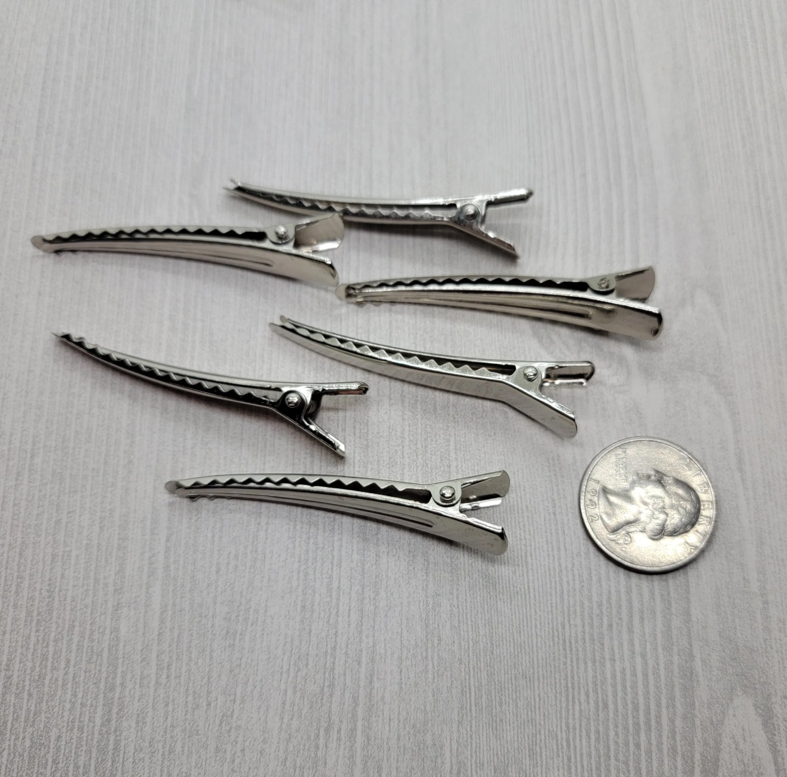 Large Silver Alligator Hair Clip (6) - L1358