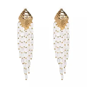 LAYA II GOLD SHELL AND PEARLS DROP EARRINGS