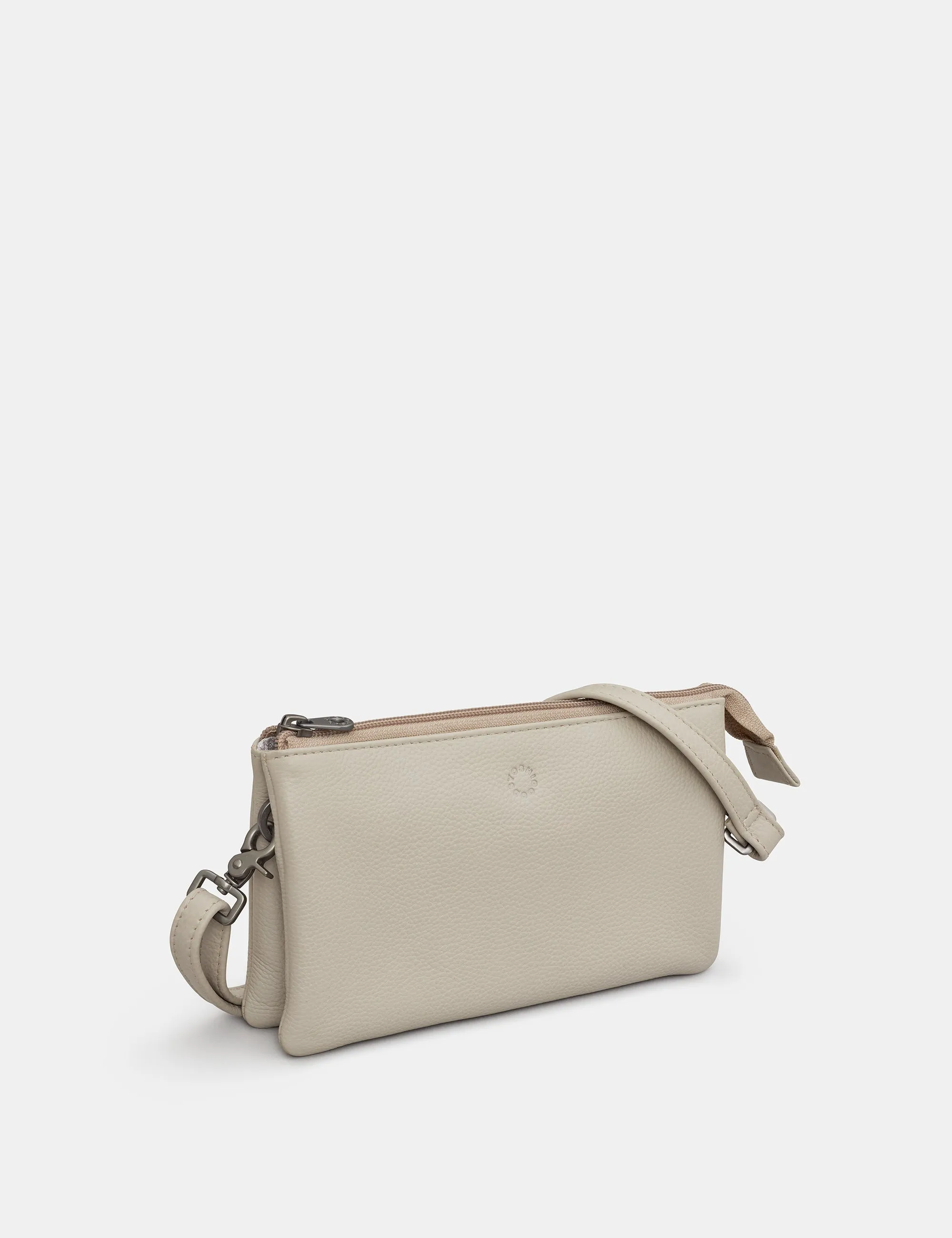 Logan Warm Grey Leather Mulitway Cross Body Bag