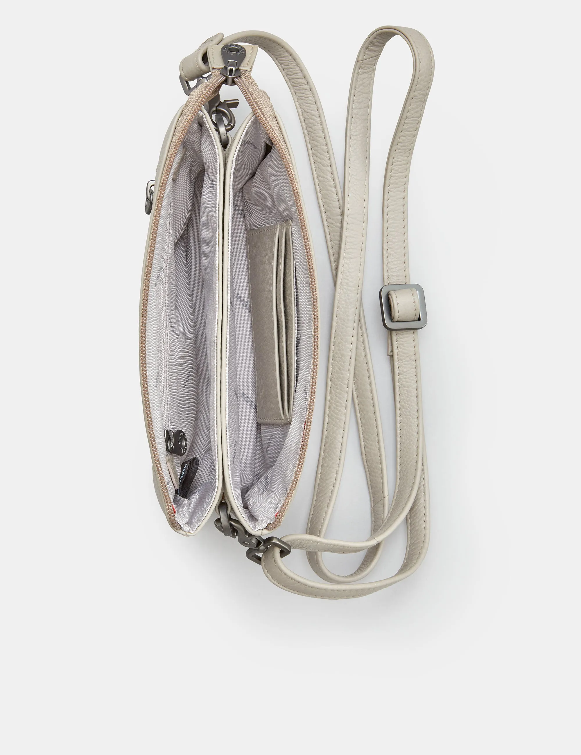 Logan Warm Grey Leather Mulitway Cross Body Bag