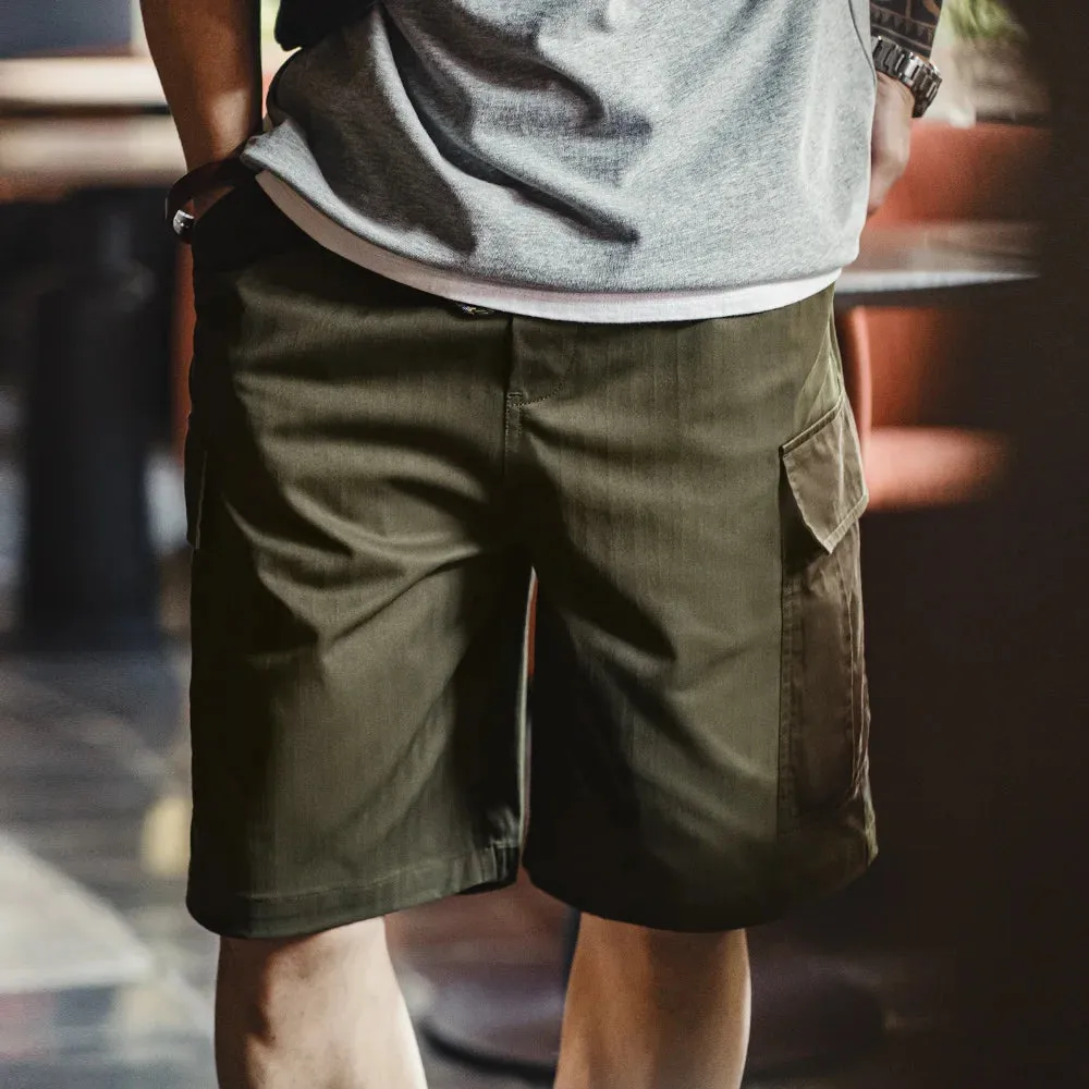 MADEN Herringbone Twill Cargo Shorts