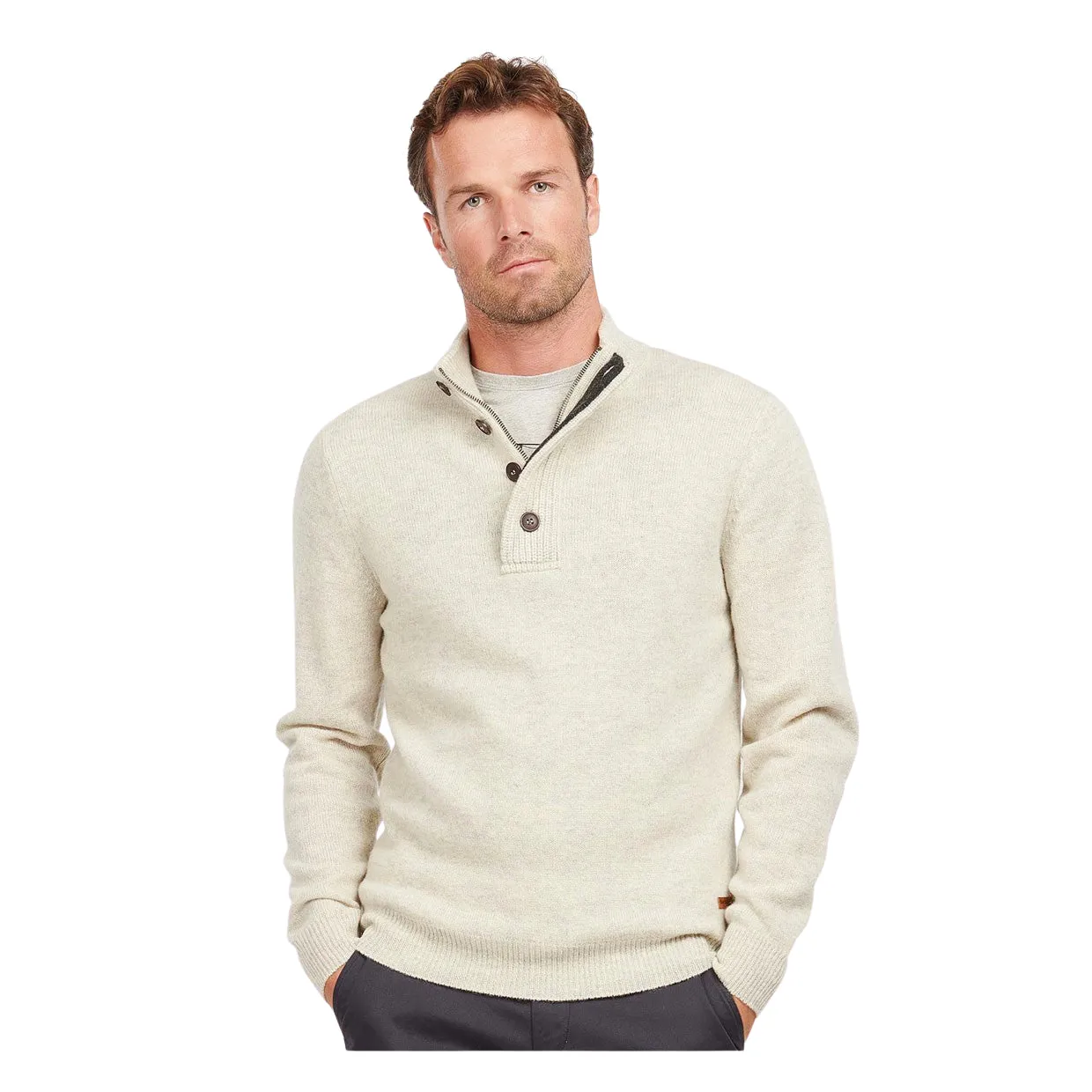 Maglione Barbour Essential Patch Half Zip Bianco Perla