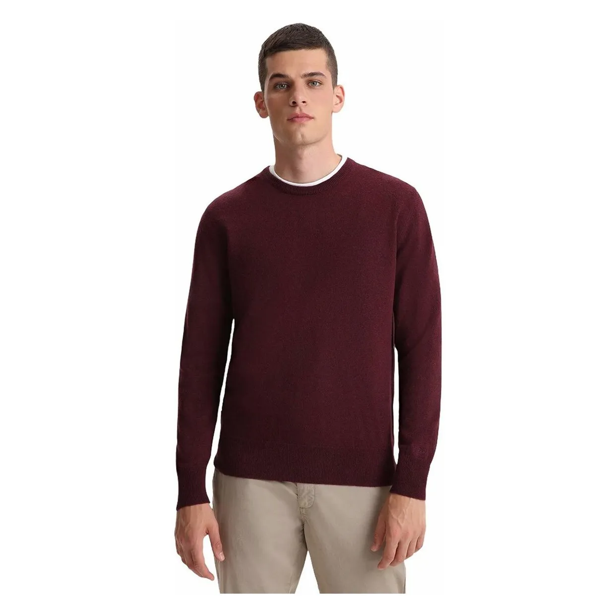 Maglione Woolrich Girocollo Super Geelong Bordeaux