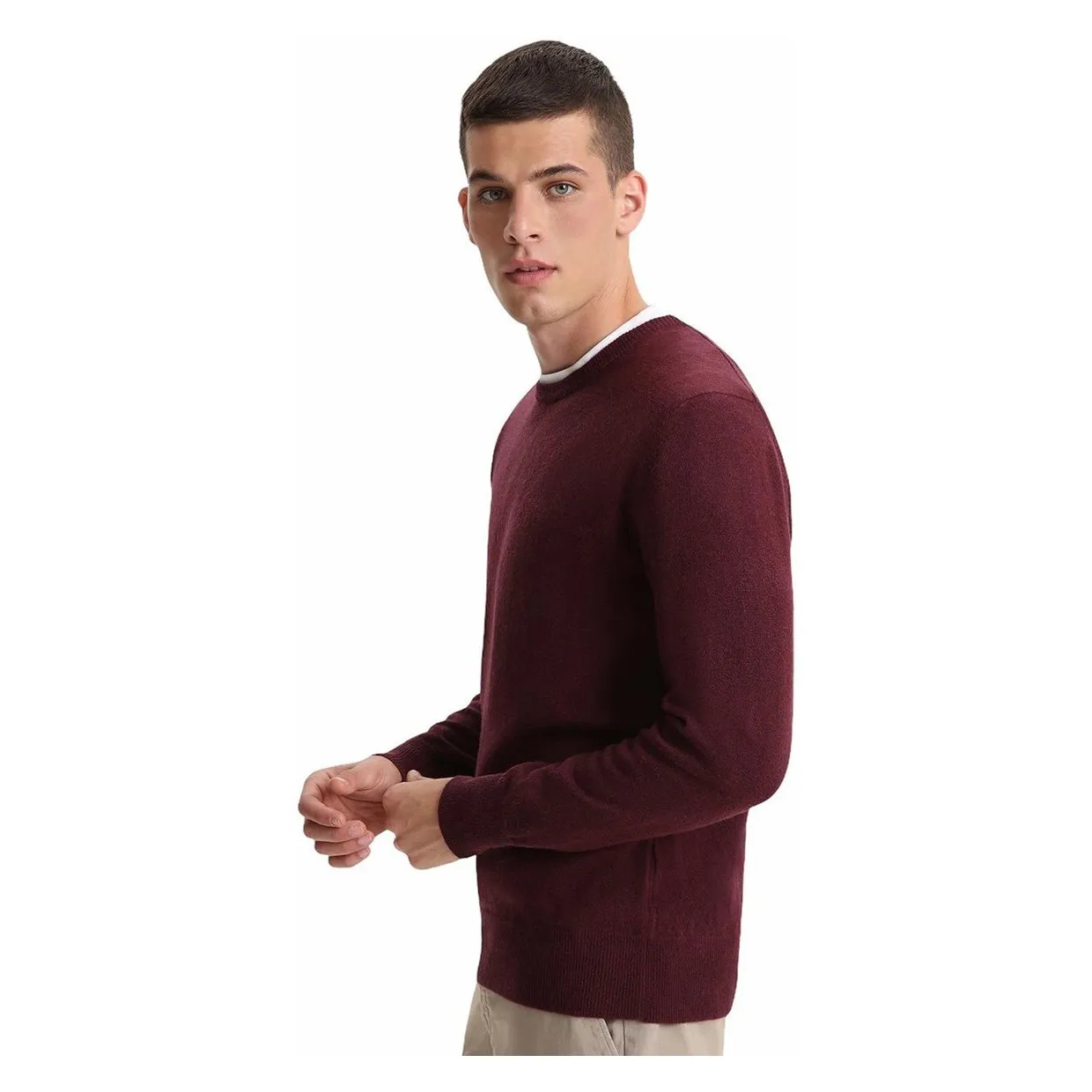 Maglione Woolrich Girocollo Super Geelong Bordeaux